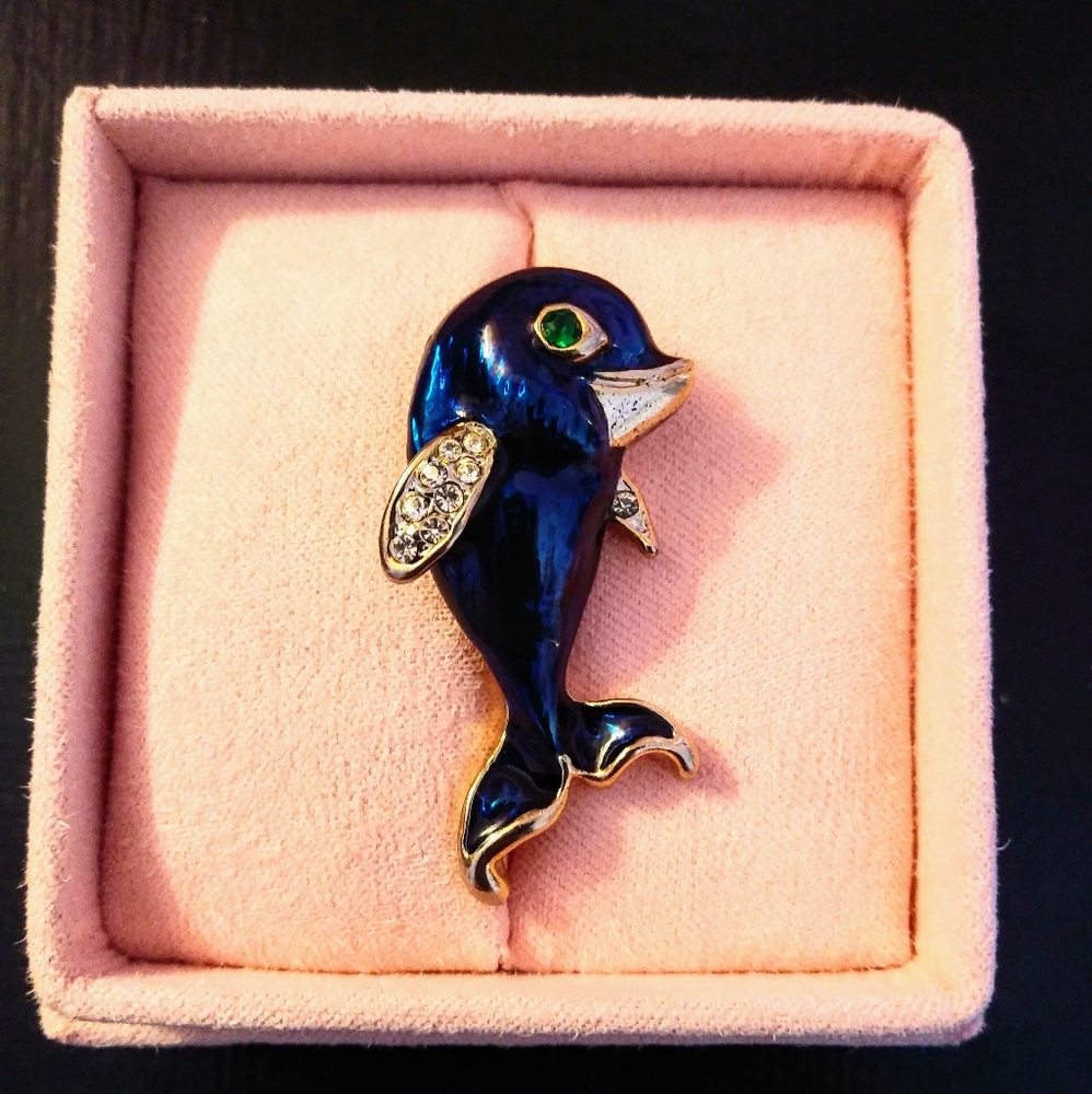 VTG Dolphin Gem Brooch (OS)